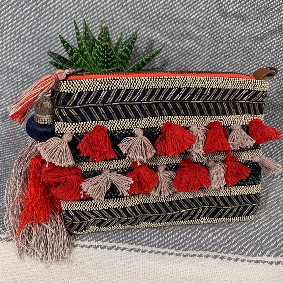 Anthropologie Handbags - Anthropologie Jasper & Jeera Beaded Tassel Bag
